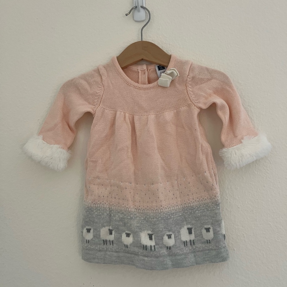Janie and Jack Pink Sweater Dress Faux Fur
